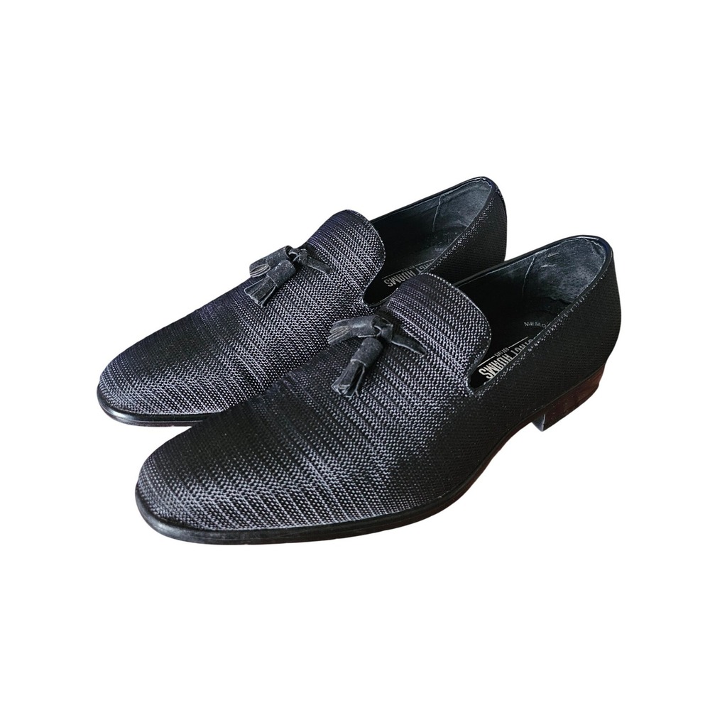 Stacy Adams Mens Black Tassel Loafers Textured Dress Shoes Size 7M